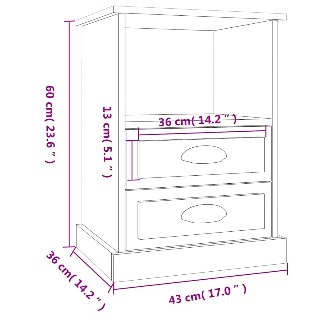 Comodini 2 pz Bianco Lucido 43x36x60 cm | homemem39