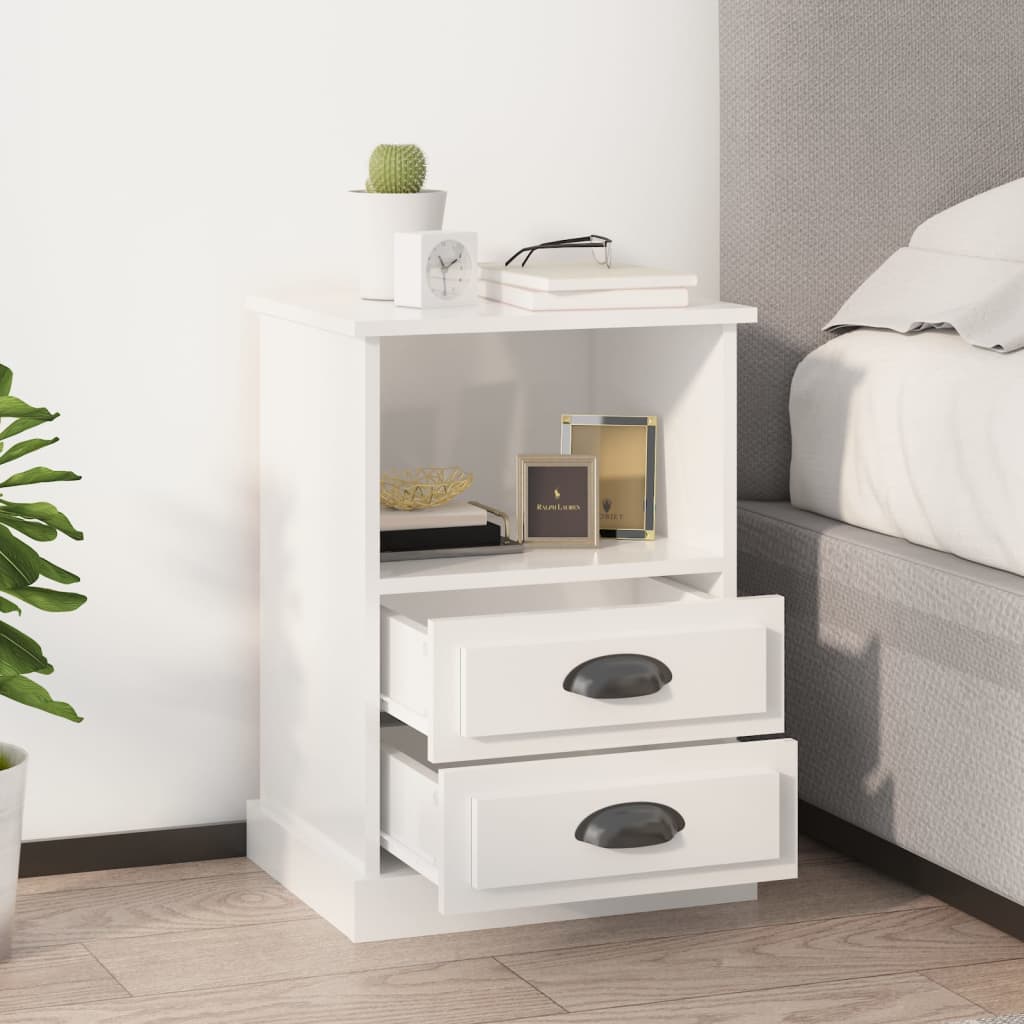 Comodini 2 pz Bianco Lucido 43x36x60 cm - homemem39