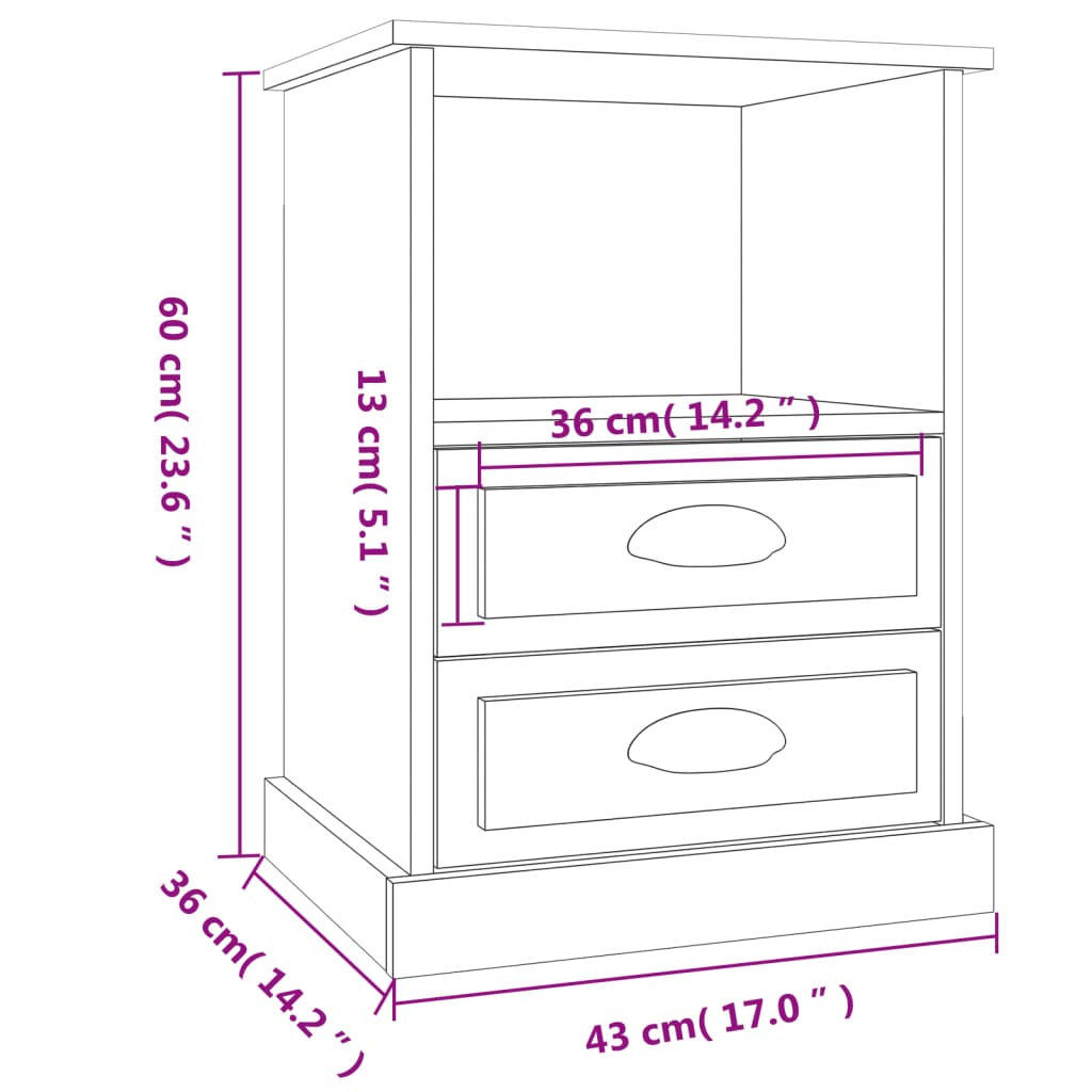 Comodini 2 pz Grigio Cemento 43x36x60 cm | homemem39