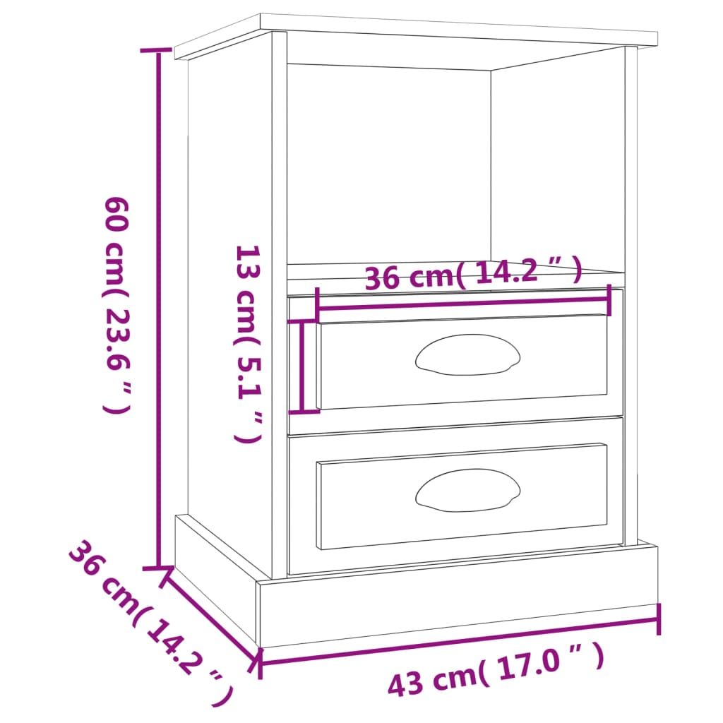 Comodino Rovere Fumo 43x36x60 cm - homemem39