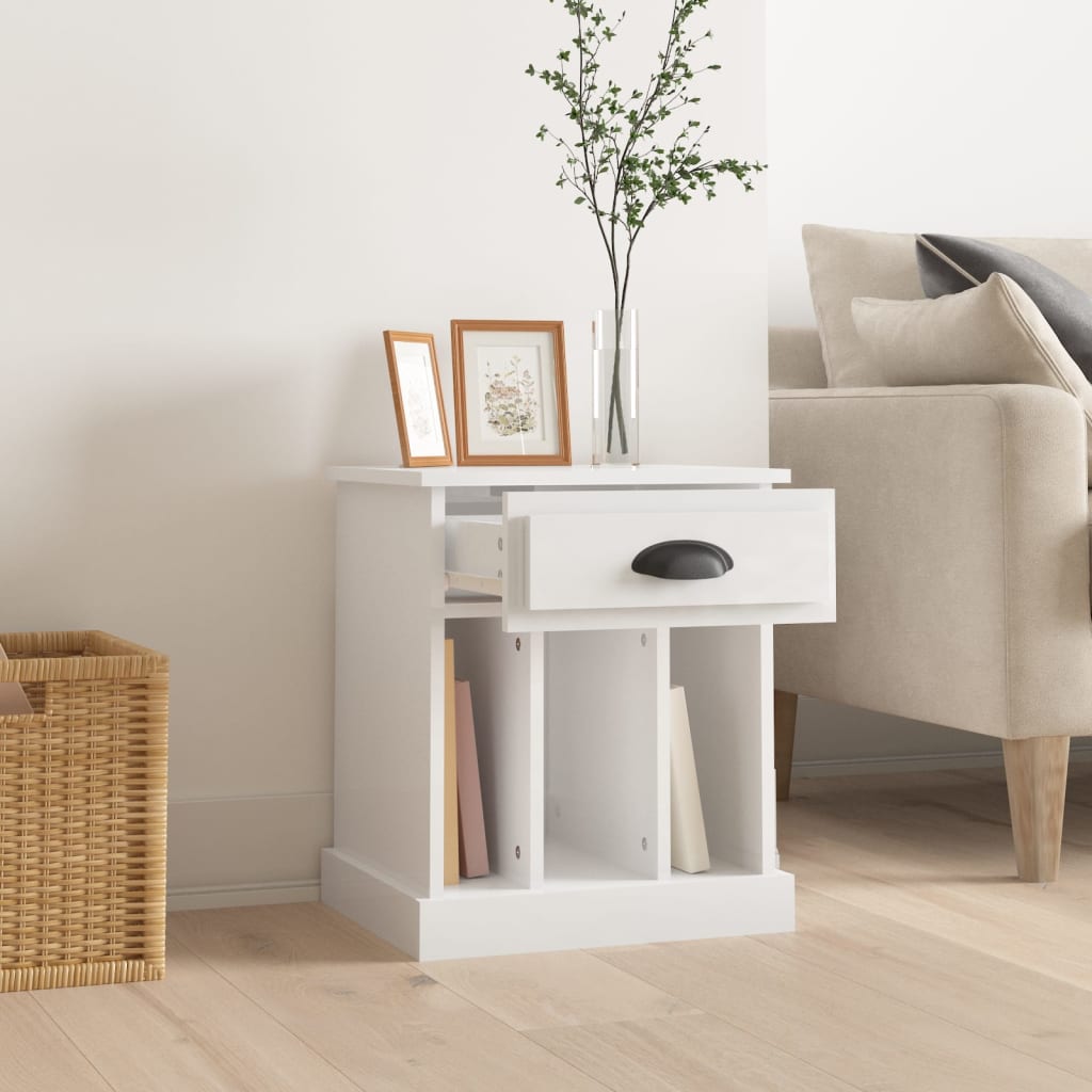 Comodino Bianco Lucido 43x36x50 cm - homemem39