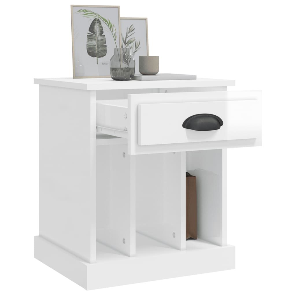 Comodino Bianco Lucido 43x36x50 cm - homemem39