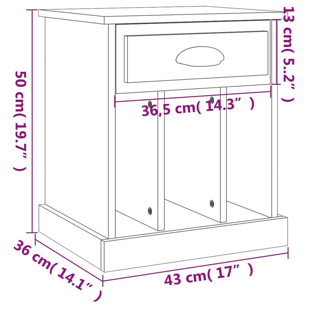 Comodini 2 pz Bianco Lucido 43x36x50 cm | homemem39