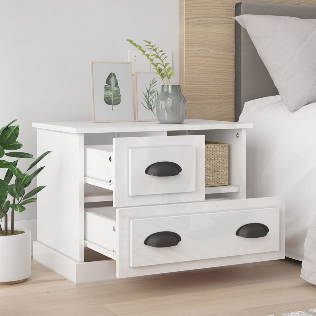 Comodino Bianco Lucido 60x39x45 cm - homemem39