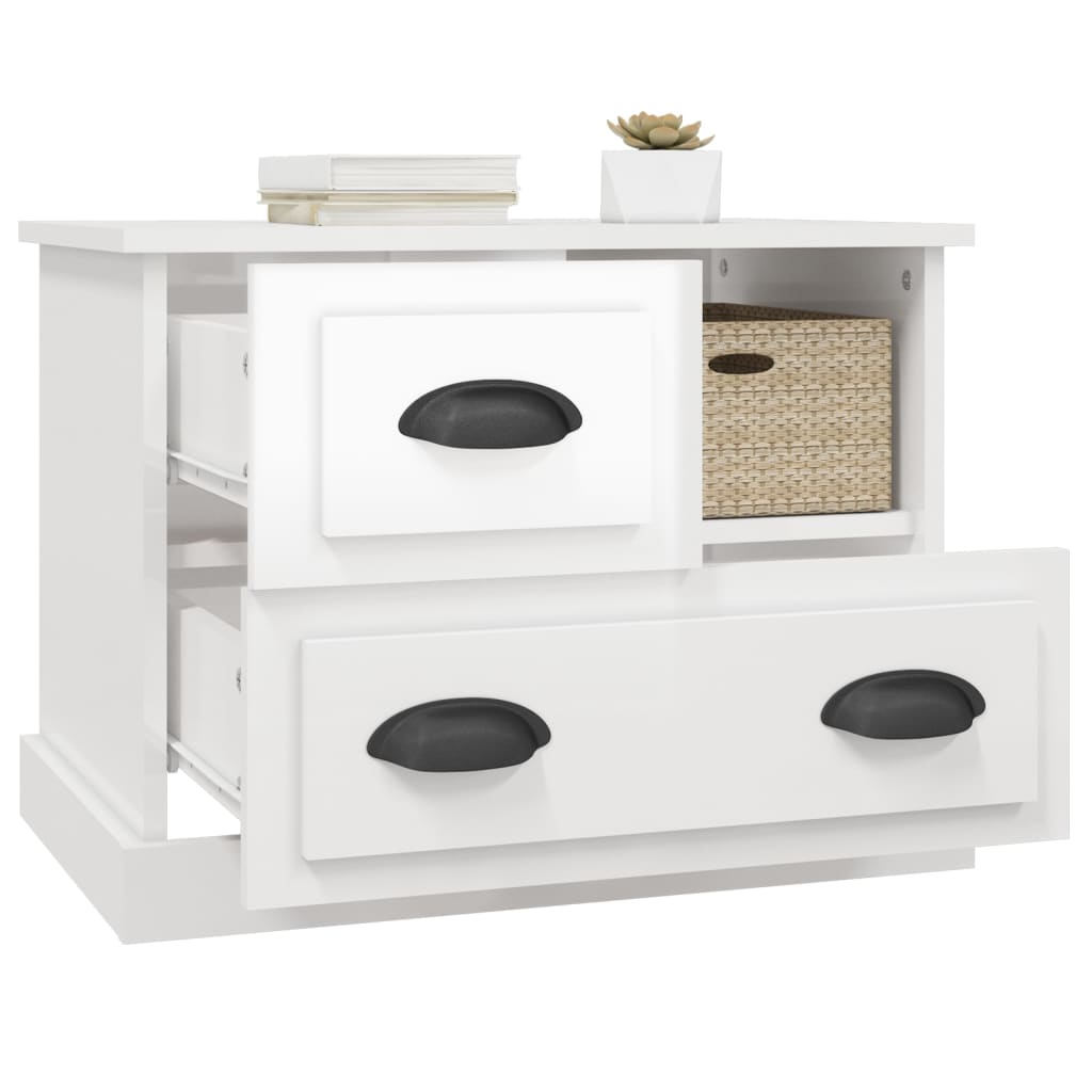 Comodino Bianco Lucido 60x39x45 cm - homemem39
