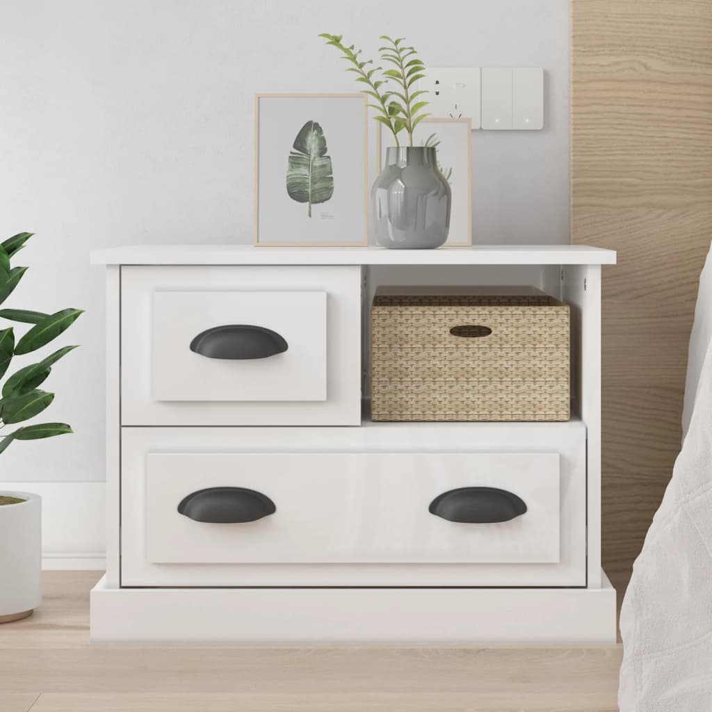 Comodino Bianco Lucido 60x39x45 cm - homemem39