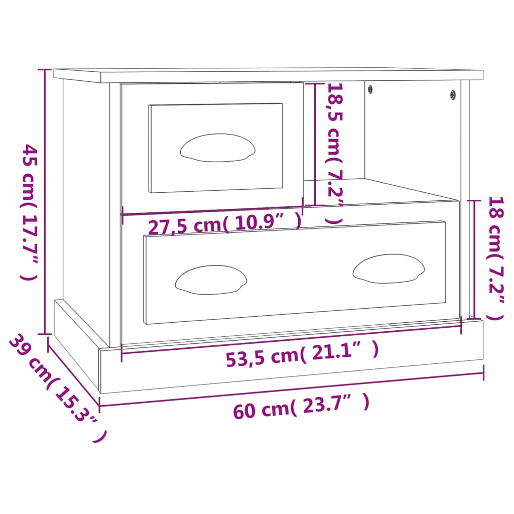 Comodino Grigio Cemento 60x39x45 cm | homemem39