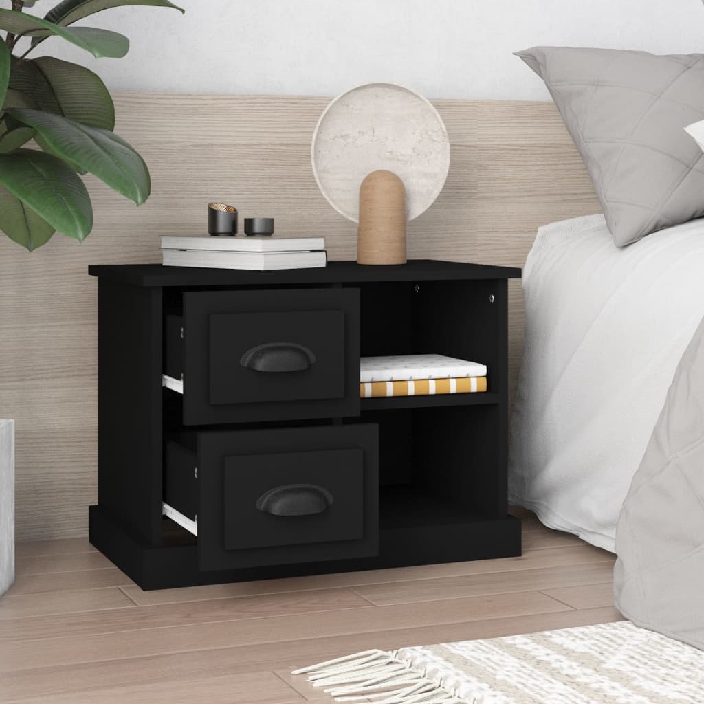 Comodino Nero 60x35,5x45 cm - homemem39
