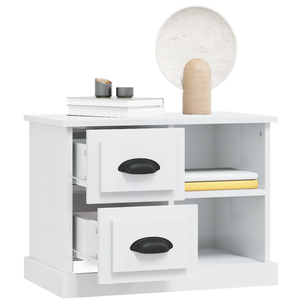 Comodino Bianco Lucido 60x35,5x45 cm - homemem39