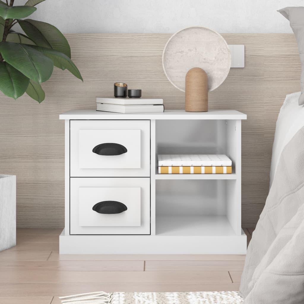 Comodino Bianco Lucido 60x35,5x45 cm - homemem39
