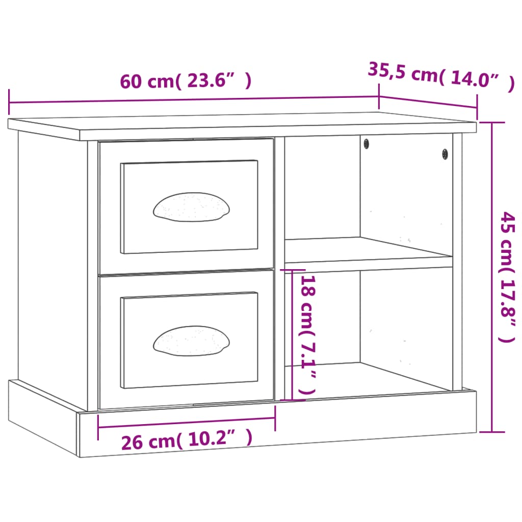 Comodino Grigio Sonoma 60x35,5x45 cm | homemem39