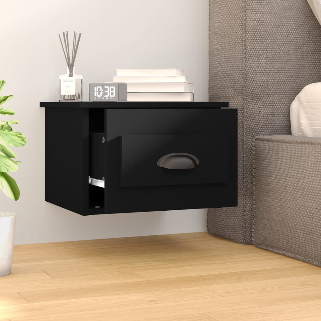 Comodino a Parete Nero 41,5x36x28 cm - homemem39