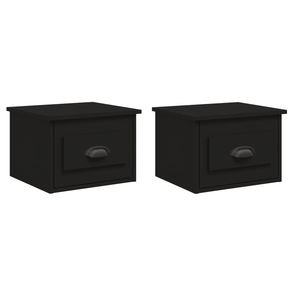 Comodini a Parete 2 pz Neri 41,5x36x28 cm - homemem39