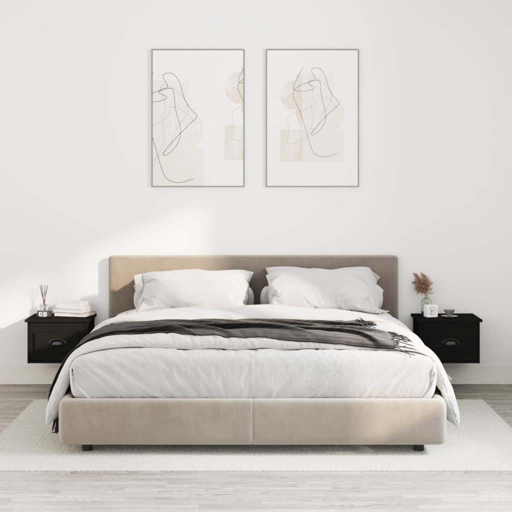 Comodini a Parete 2 pz Neri 41,5x36x28 cm - homemem39