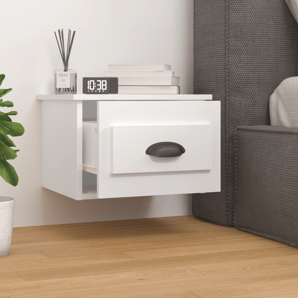 Comodini a Parete 2 pz Bianco Lucido 41,5x36x28 cm - homemem39