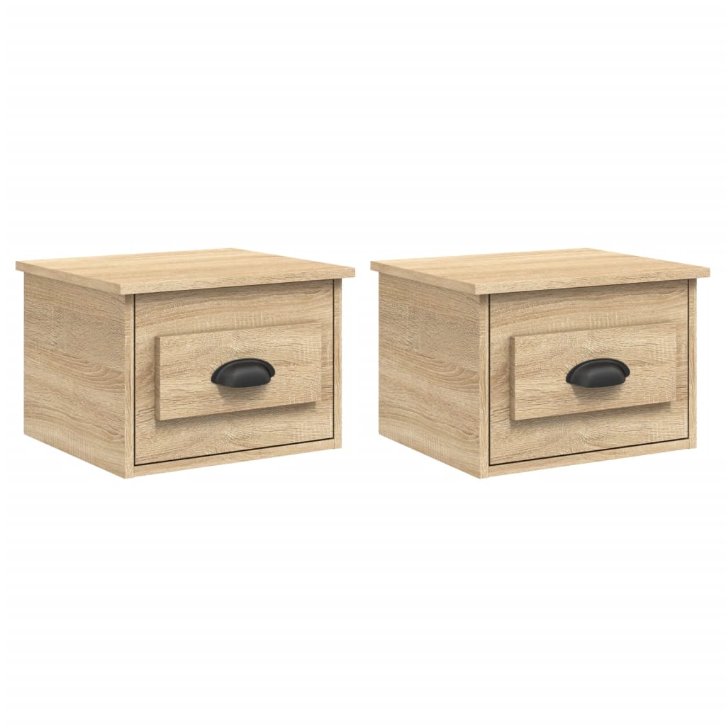 Comodini a Parete 2 pz Rovere Sonoma 41,5x36x28 cm - homemem39