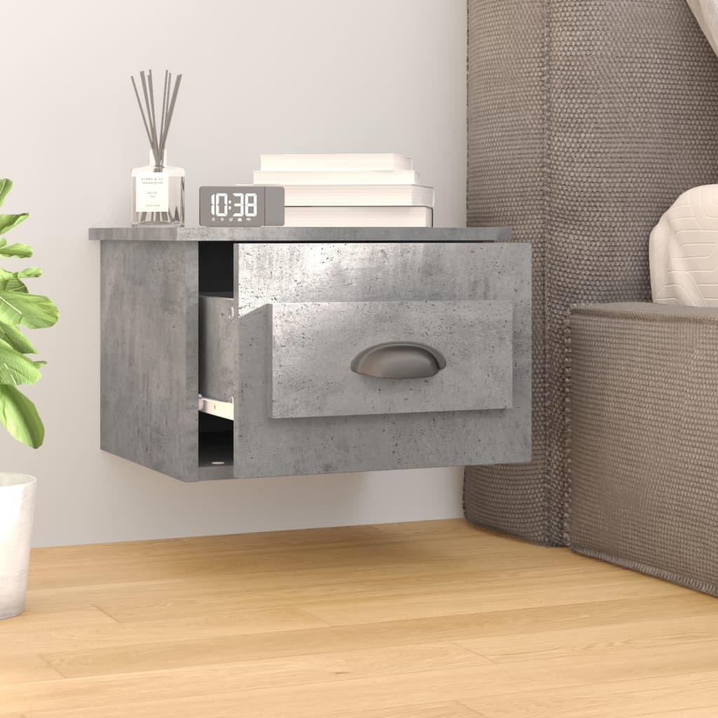 Comodino a Parete Grigio Cemento 41,5x36x28 cm - homemem39