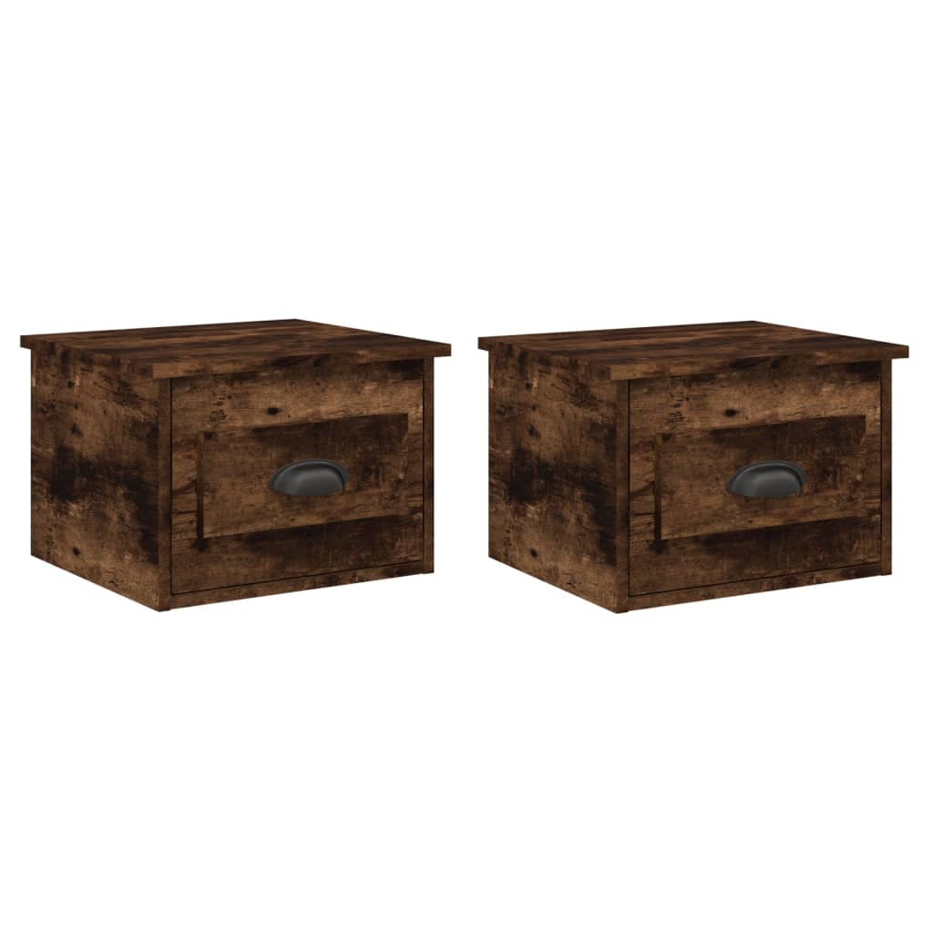 Comodini a Parete 2 pz Rovere Fumo 41,5x36x28 cm - homemem39