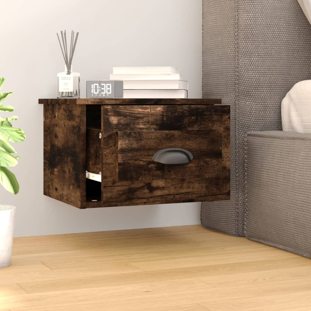 Comodini a Parete 2 pz Rovere Fumo 41,5x36x28 cm - homemem39