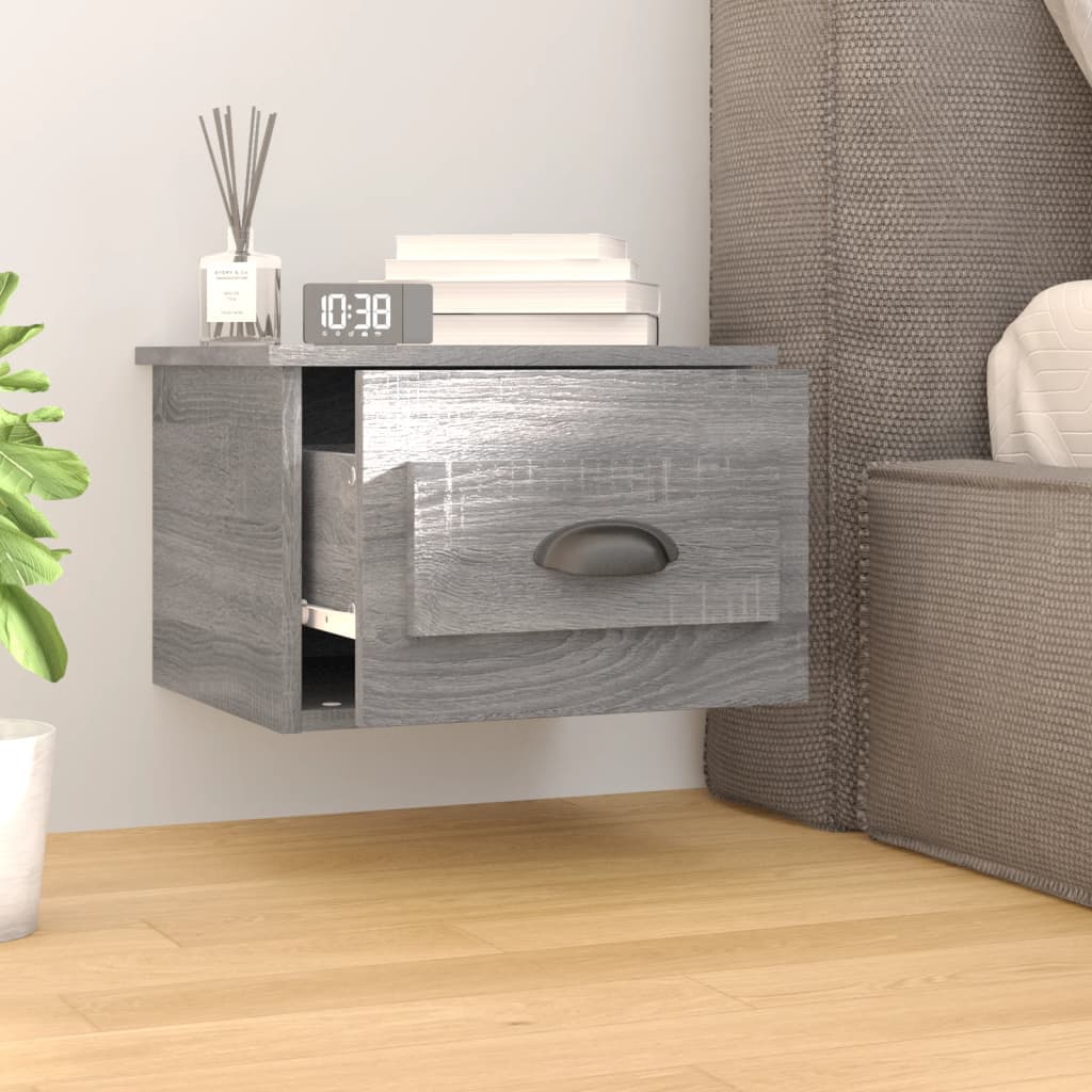 Comodino a Parete Grigio Sonoma 41,5x36x28 cm - homemem39