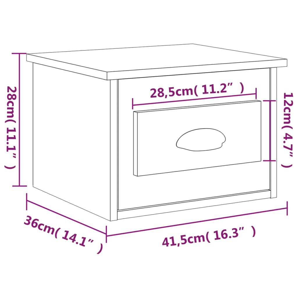 Comodino a Parete Rovere Marrone 41,5x36x28 cm - homemem39