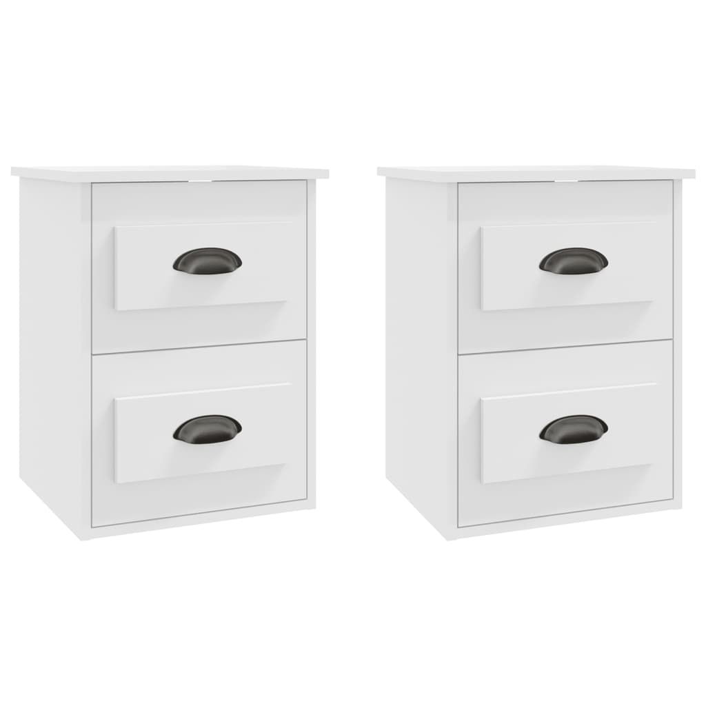 Comodini a Parete 2 pz Bianchi 41,5x36x53 cm - homemem39