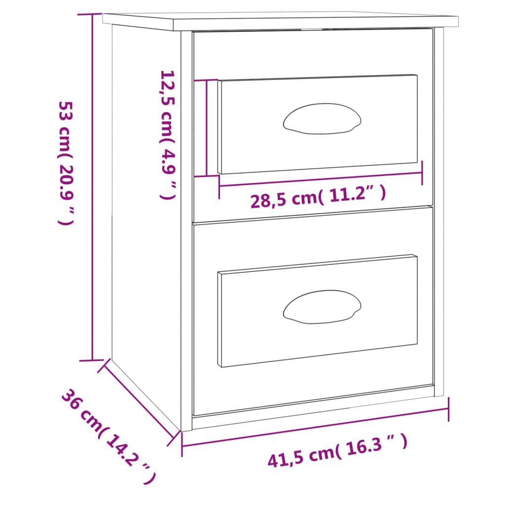 Comodino a Parete Nero 41,5x36x53 cm | homemem39