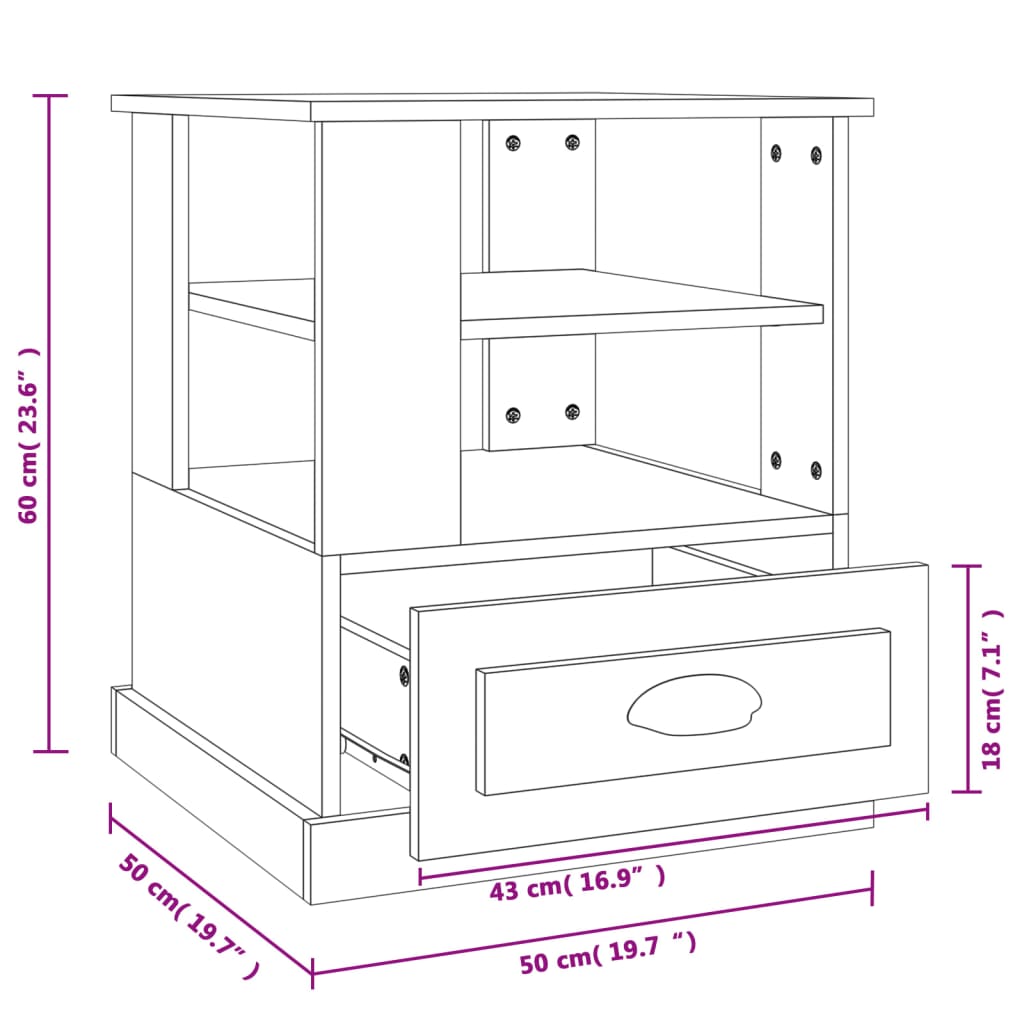 Tavolino Rovere Sonoma 50x50x60 cm in Legno Multistrato | homemem39