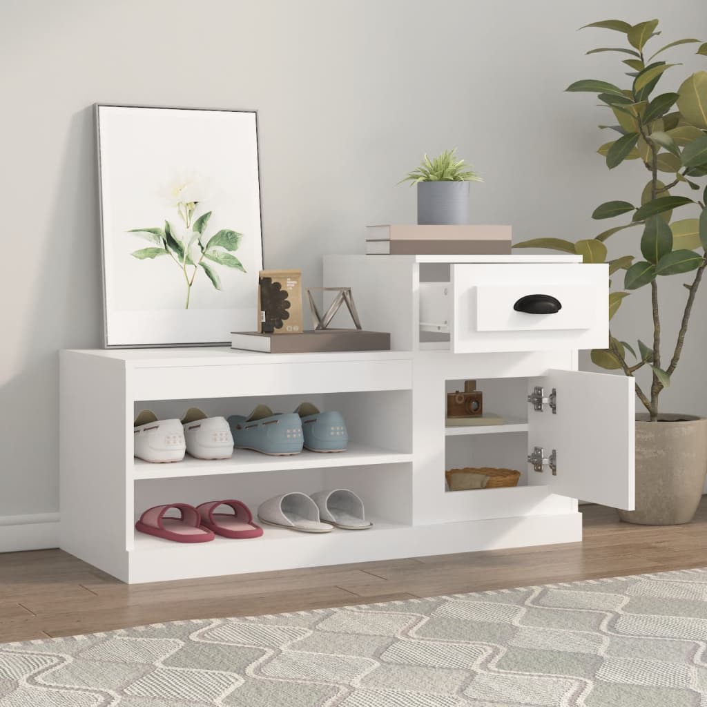 Scarpiera Bianca 100x42x60 cm in Legno Multistrato - homemem39