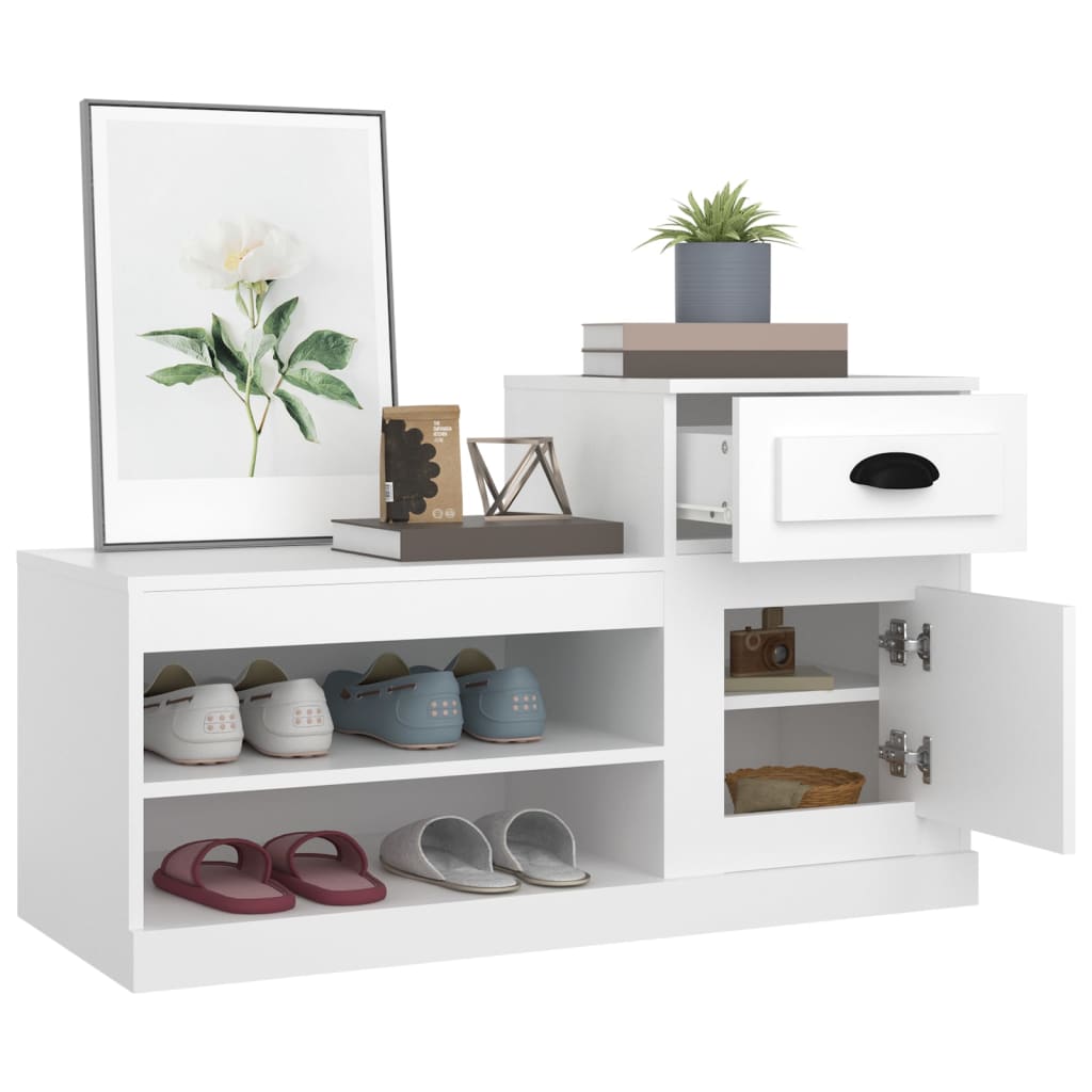 Scarpiera Bianca 100x42x60 cm in Legno Multistrato - homemem39