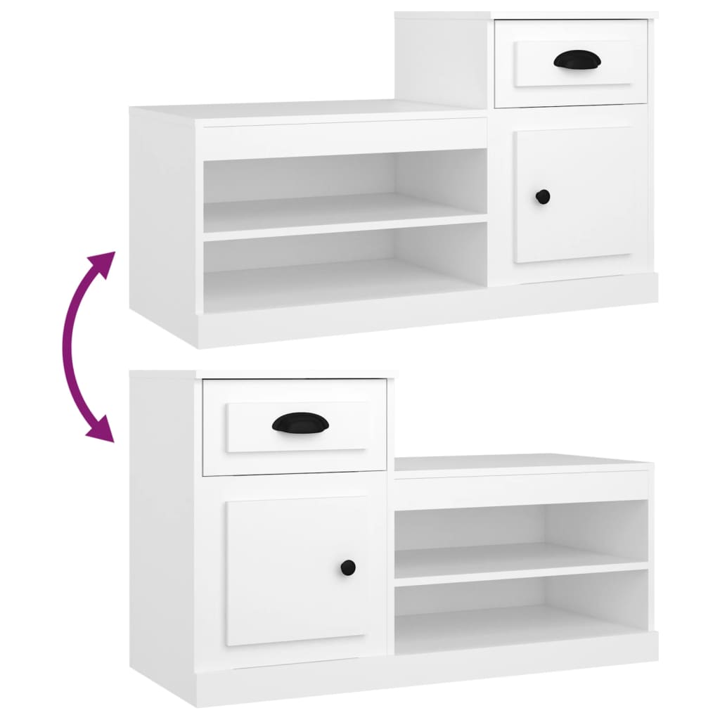 Scarpiera Bianca 100x42x60 cm in Legno Multistrato - homemem39