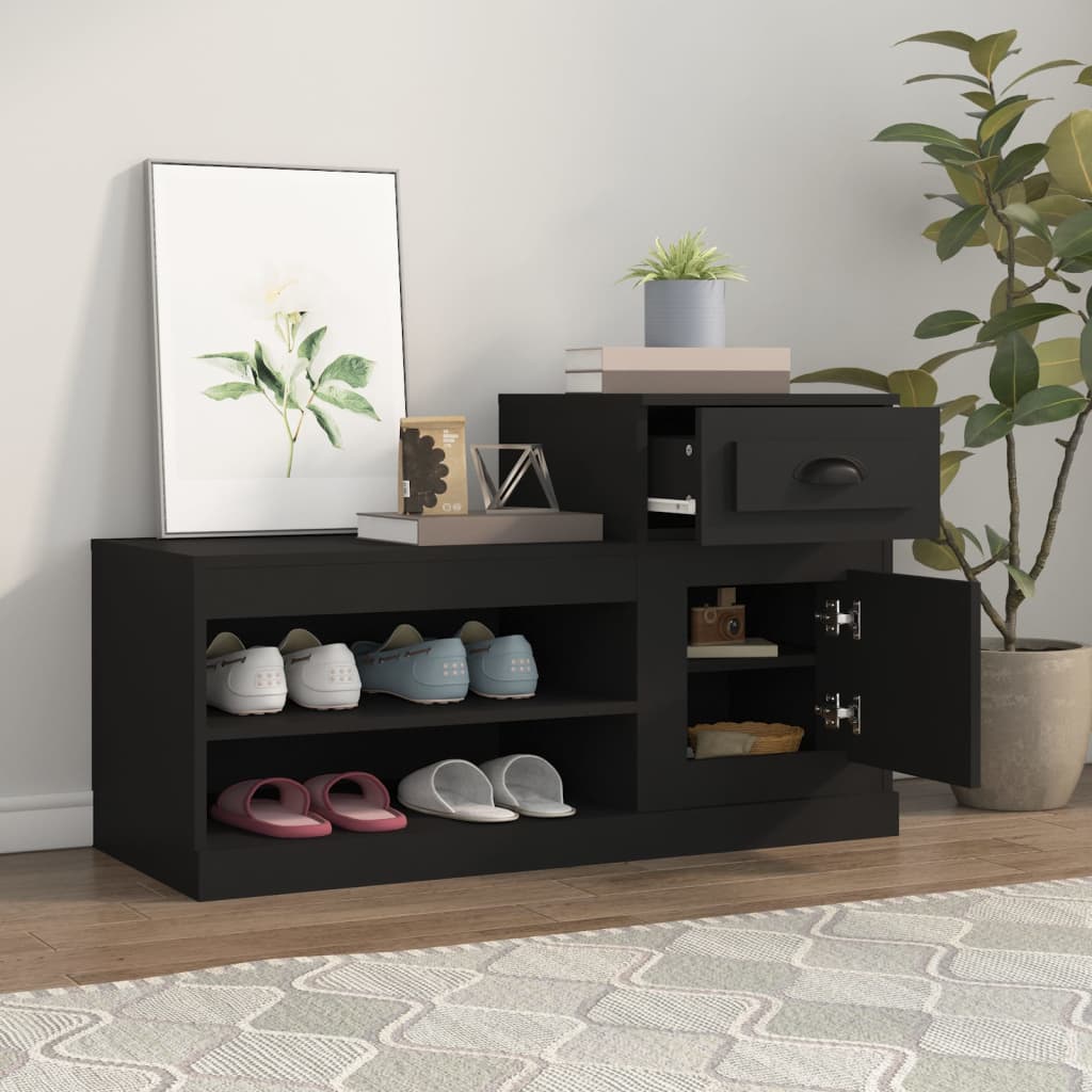 Scarpiera Nera 100x42x60 cm in Legno Multistrato - homemem39