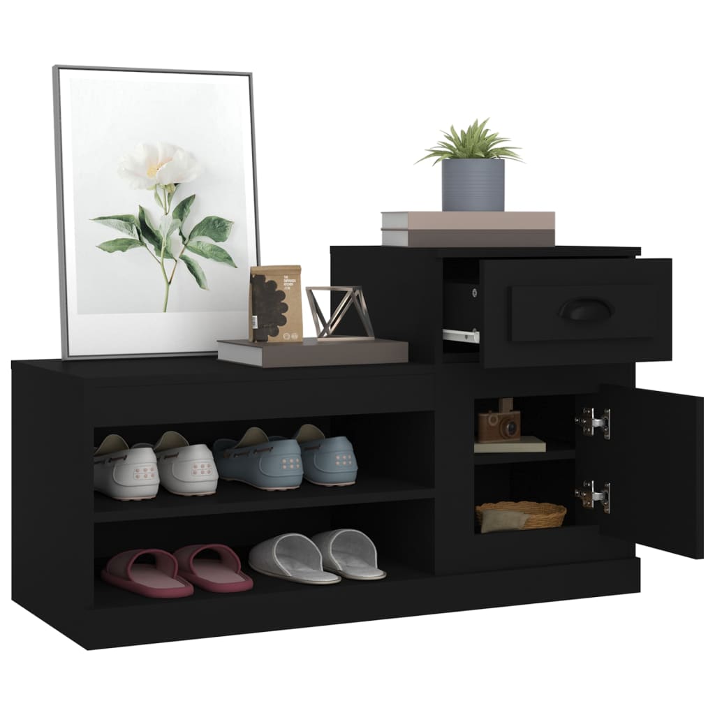Scarpiera Nera 100x42x60 cm in Legno Multistrato - homemem39
