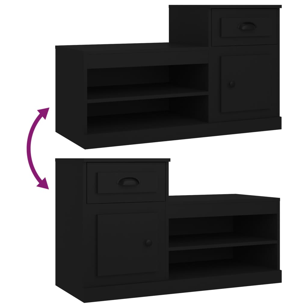 Scarpiera Nera 100x42x60 cm in Legno Multistrato - homemem39