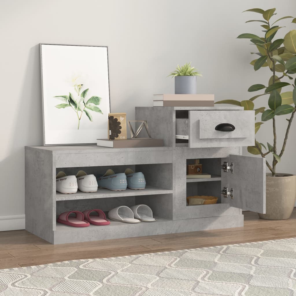 Scarpiera Grigio Cemento 100x42x60 cm in Legno Multistrato - homemem39