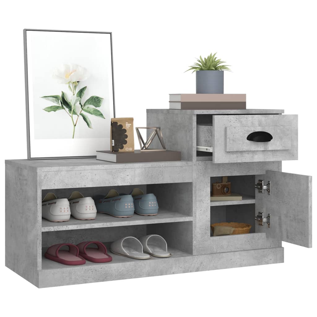 Scarpiera Grigio Cemento 100x42x60 cm in Legno Multistrato - homemem39