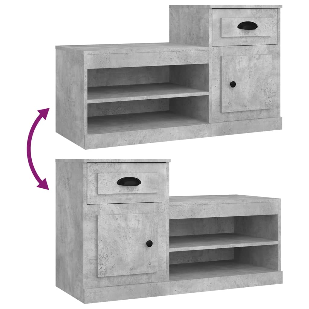 Scarpiera Grigio Cemento 100x42x60 cm in Legno Multistrato - homemem39