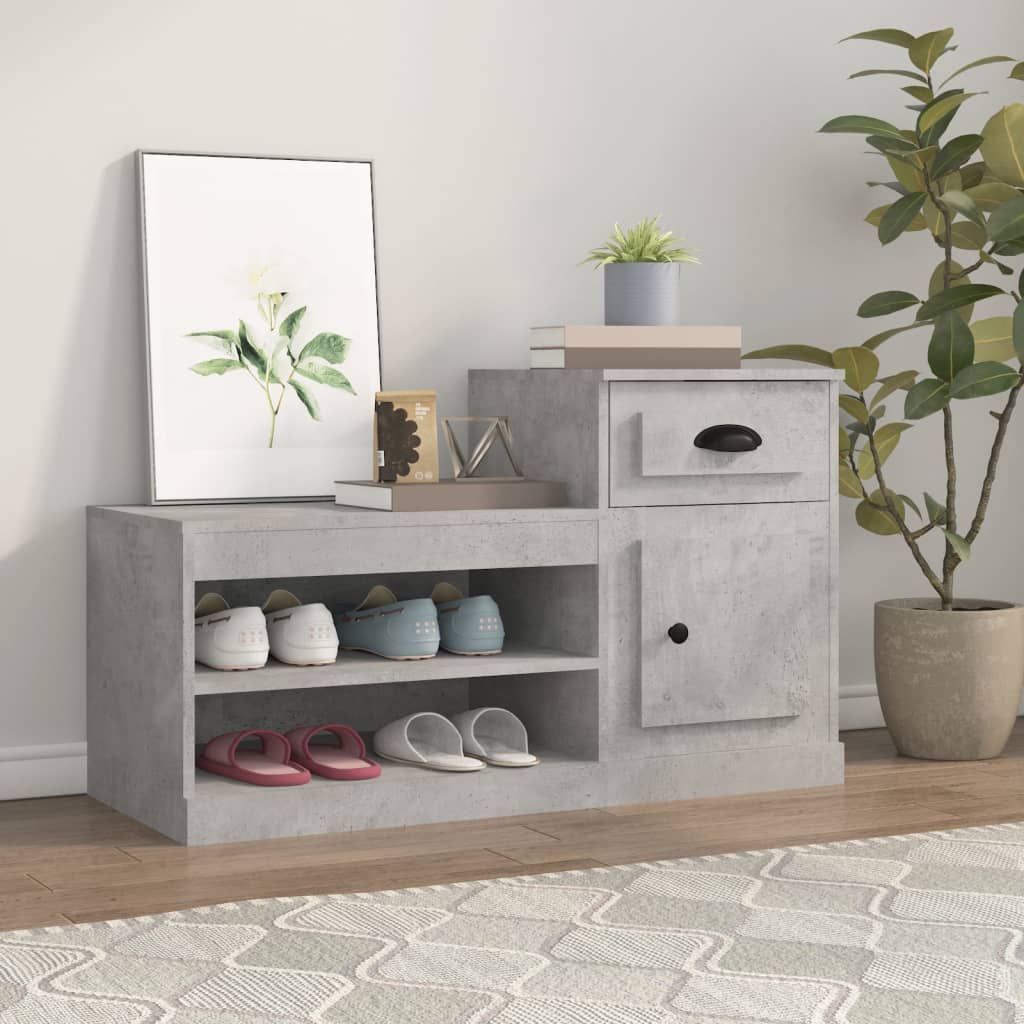 Scarpiera Grigio Cemento 100x42x60 cm in Legno Multistrato - homemem39
