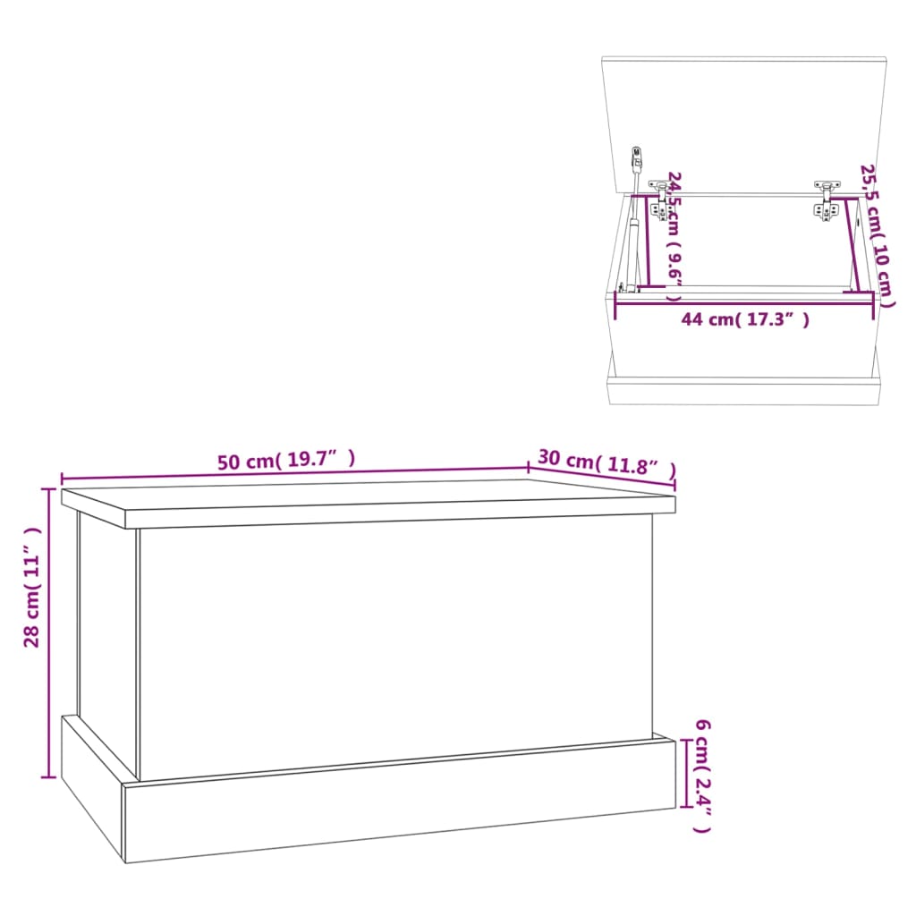 Contenitore Grigio Cemento 50x30x28 cm in Legno Multistrato
