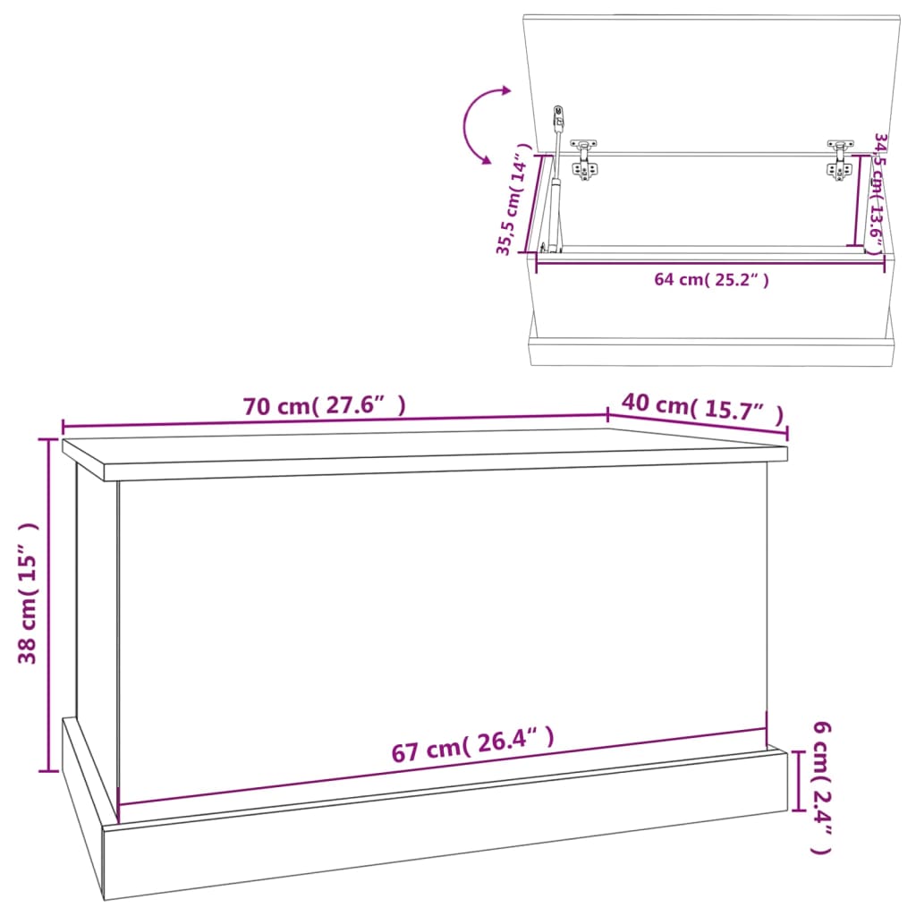 Contenitore Grigio Sonoma 70x40x38 cm Legno Multistrato