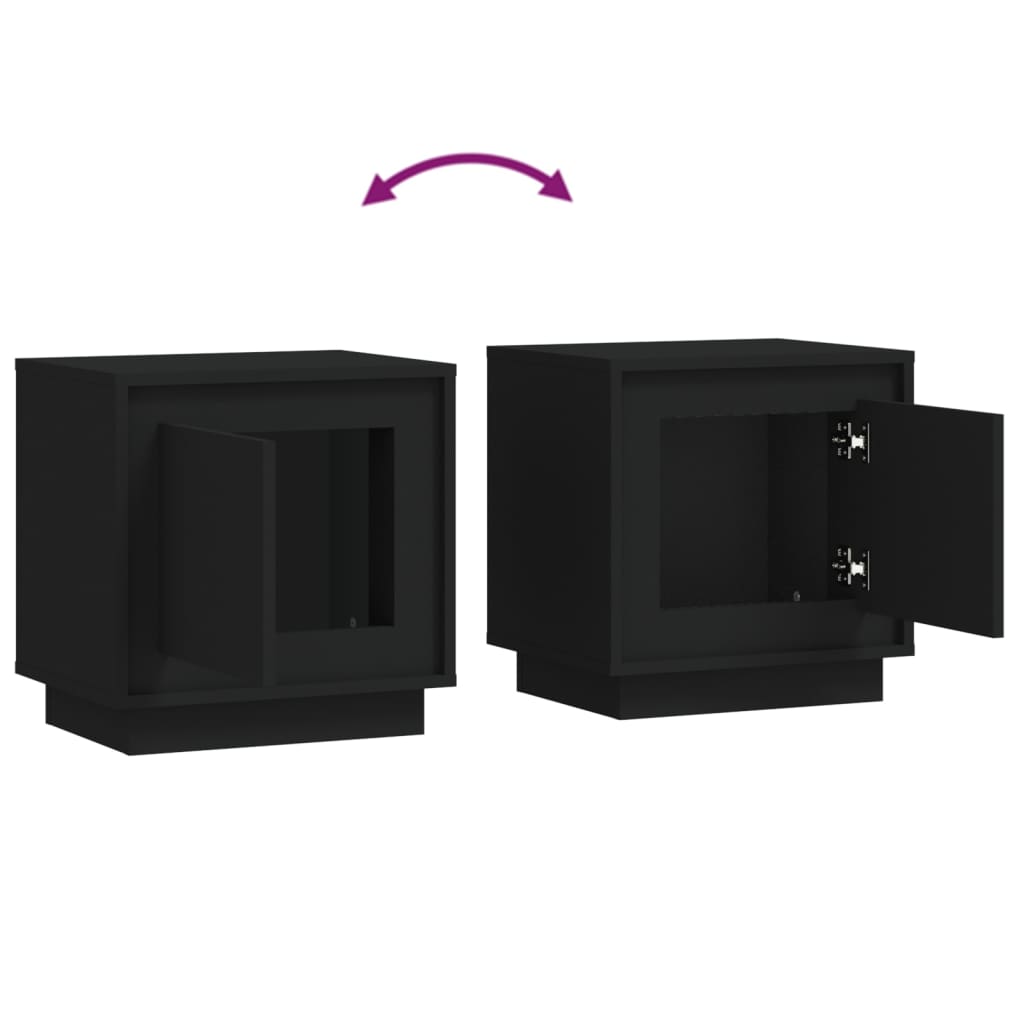 Comodini 2 pz Neri 44x35x45 cm in Legno Multistrato - homemem39