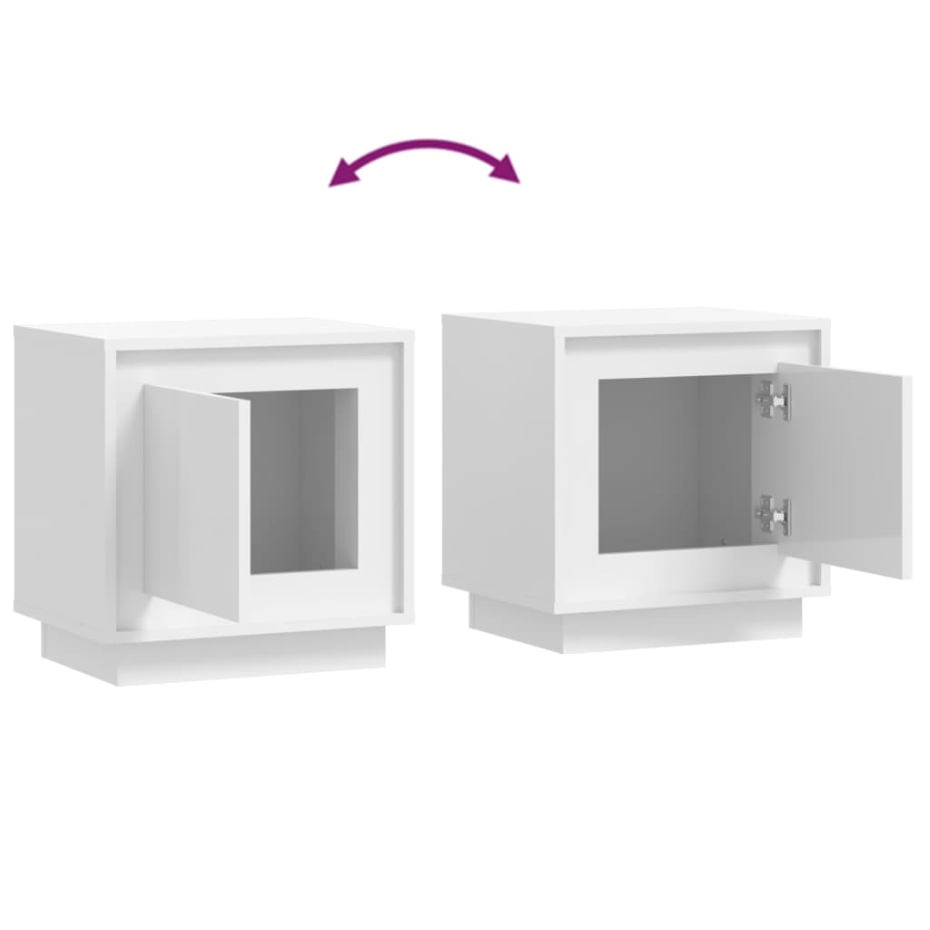 Comodini 2 pz Bianco Lucido 44x35x45 cm in Legno Multistrato - homemem39