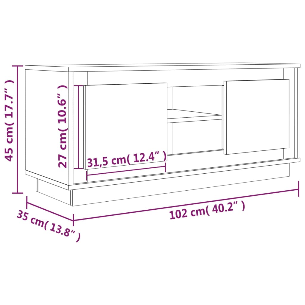 Mobile Porta TV Grigio Cemento 102x35x45cm in Legno Multistrato - homemem39