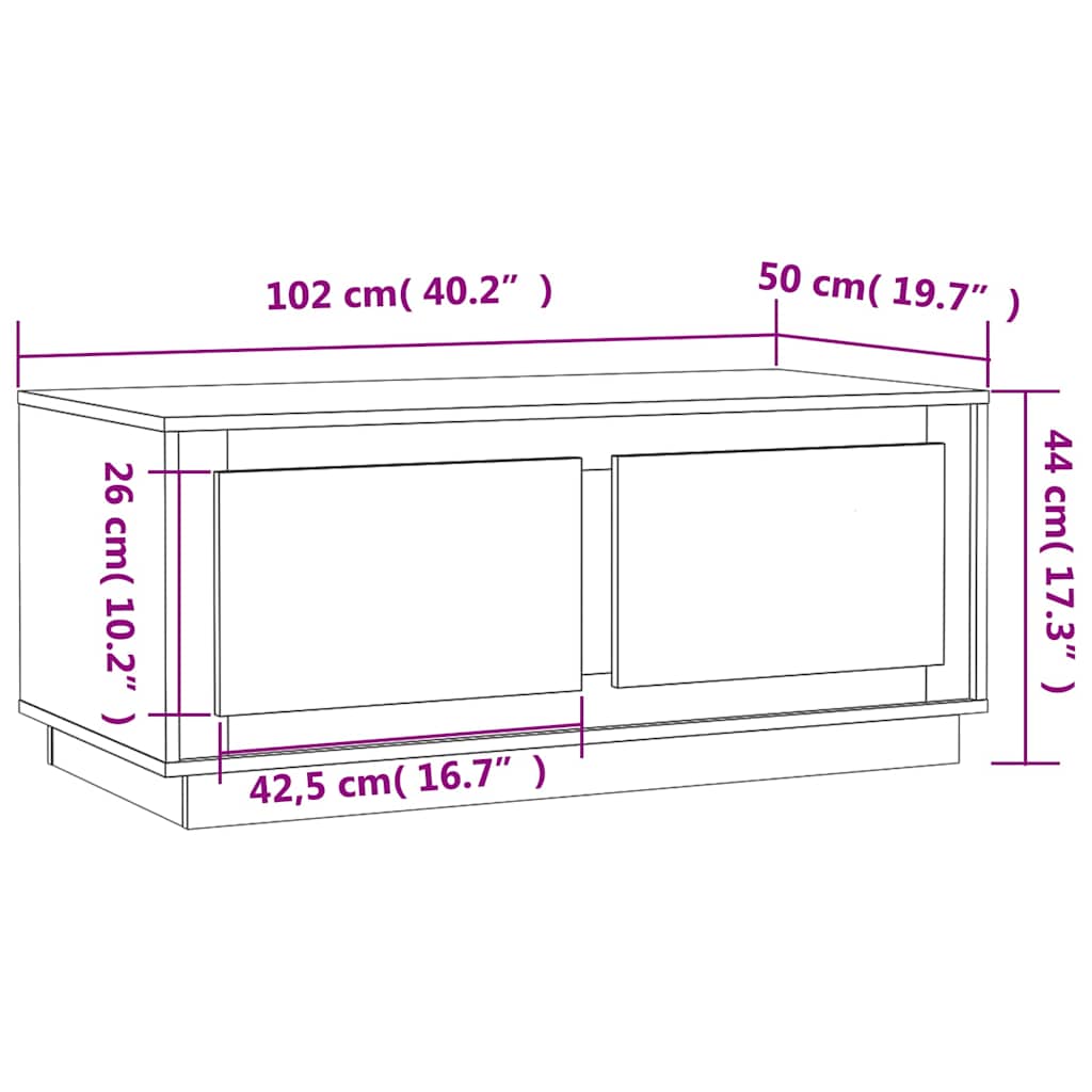 Tavolino da Salotto Rovere Sonoma 102x50x44cm Legno Multistrato | homemem39
