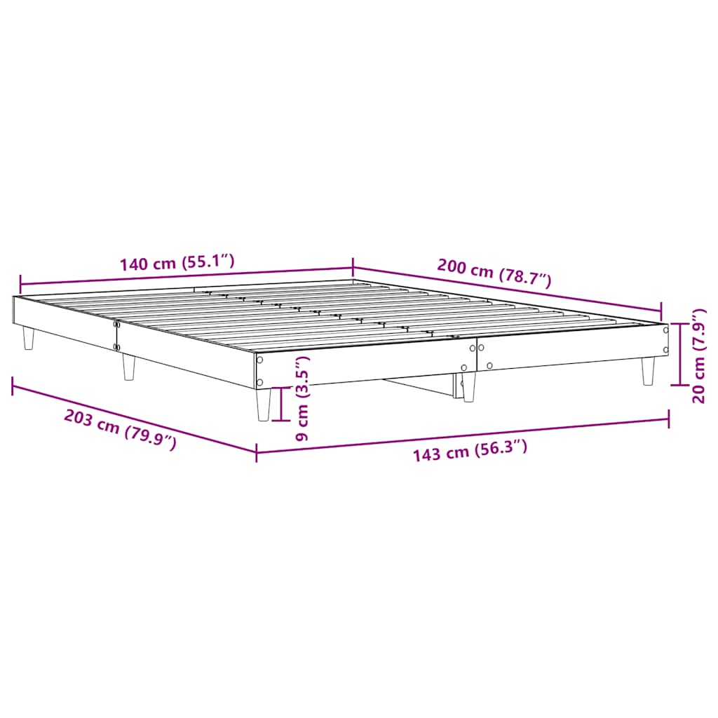 Giroletto senza Materasso Rovere Sonoma 140x200cm in Truciolato - homemem39