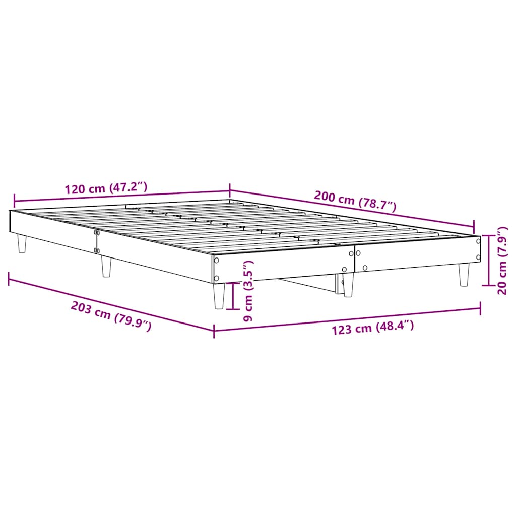 Giroletto senza Materasso Rovere Sonoma 120x200cm in Truciolato - homemem39