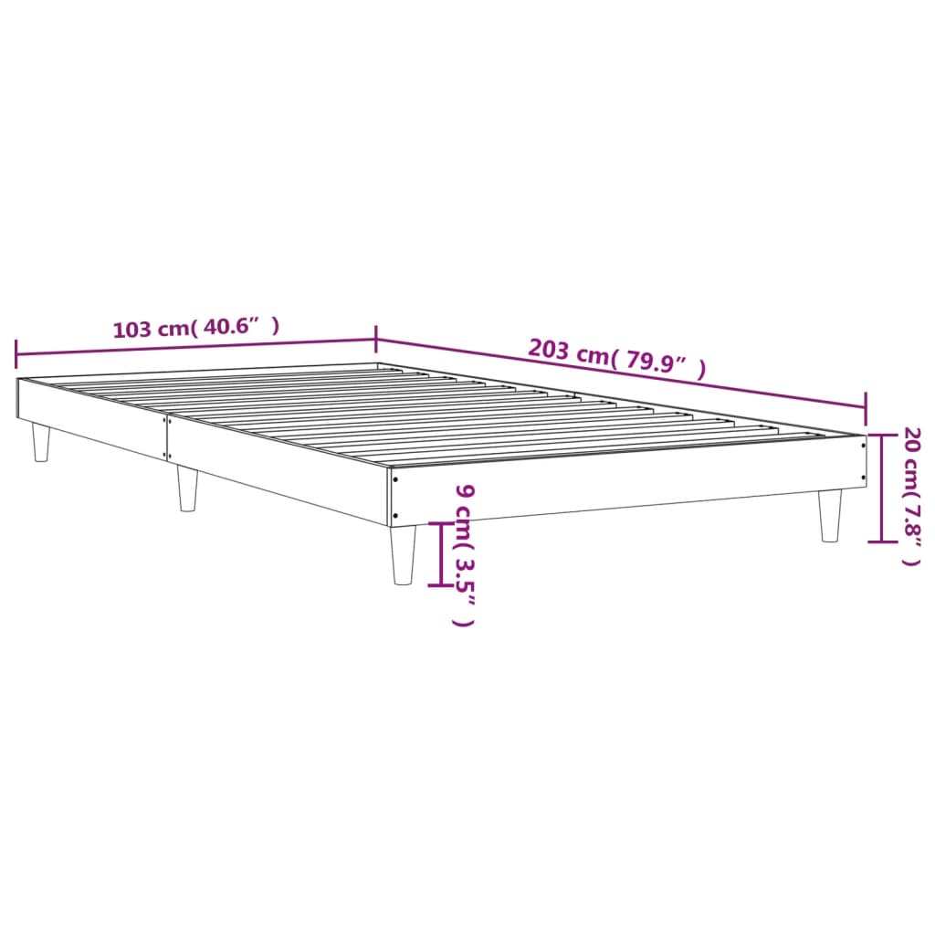 Giroletto senza Materasso Rovere Fumo 100x200 cm in Truciolato | homemem39