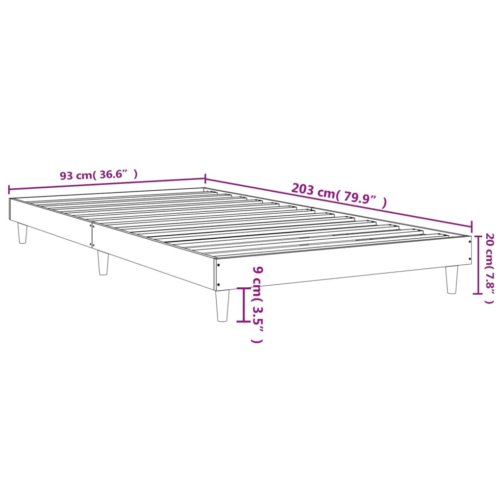 Giroletto senza Materasso Rovere Fumo 90x200 cm in Truciolato | homemem39