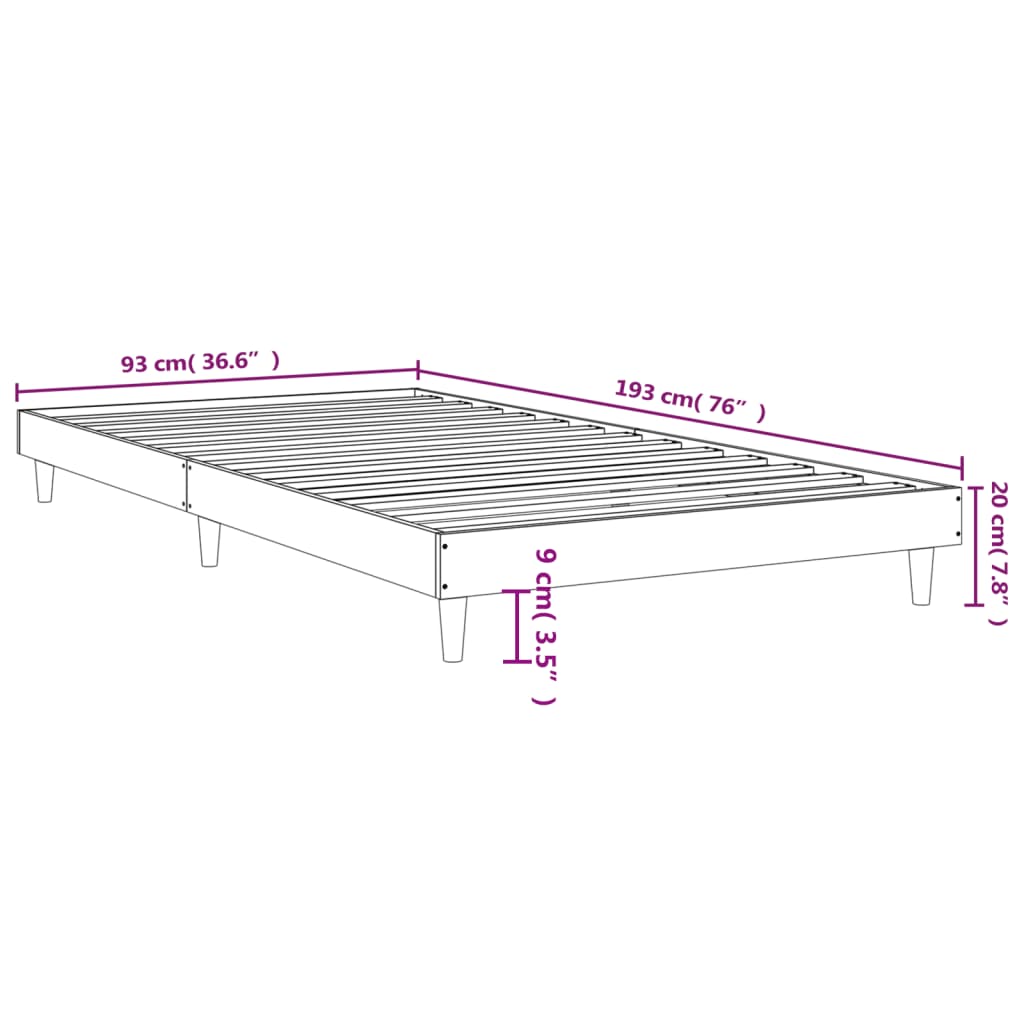 Giroletto senza Materasso Rovere Fumo 90x190 cm in Truciolato - homemem39