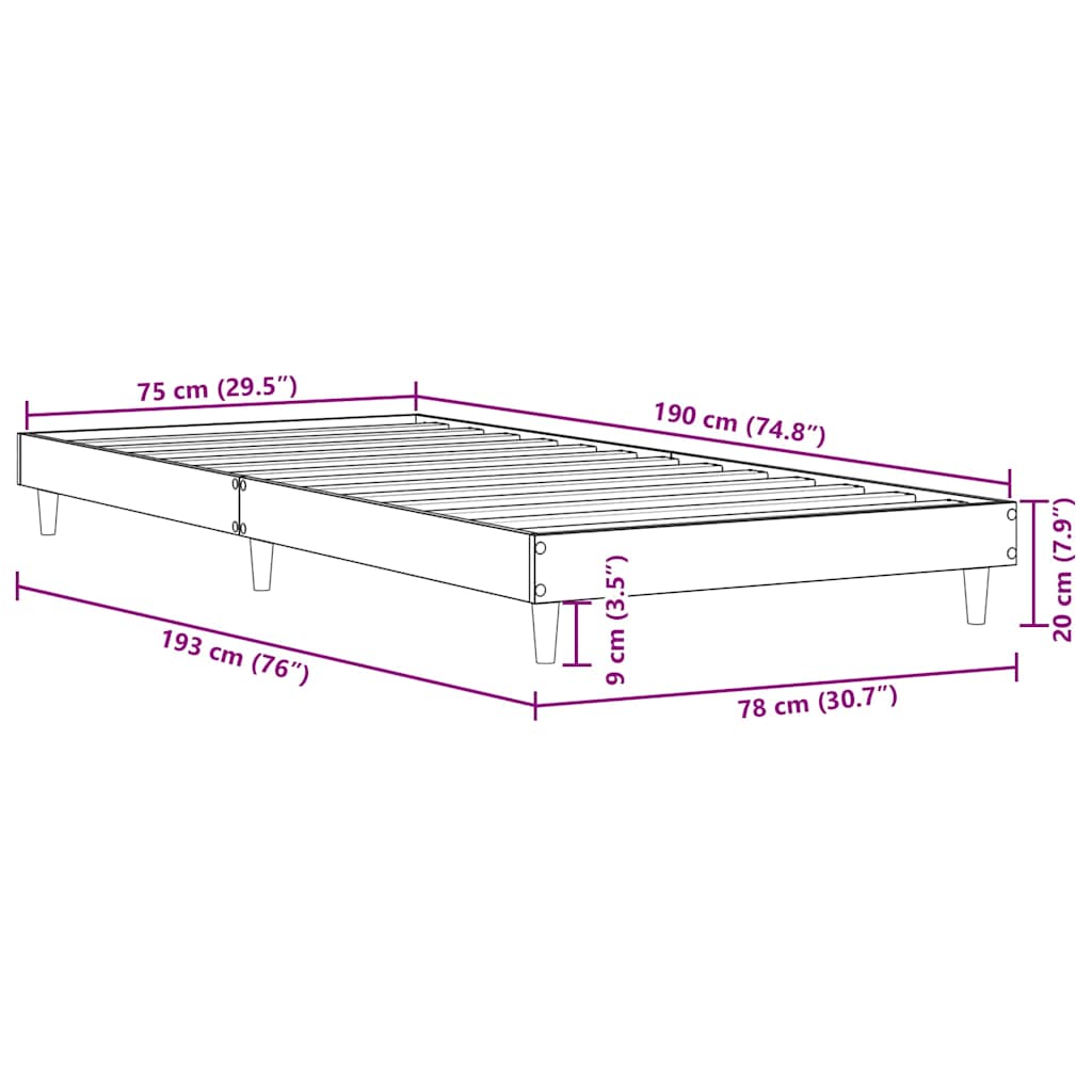 Giroletto senza Materasso Rovere Sonoma 75x190 cm in Truciolato | homemem39